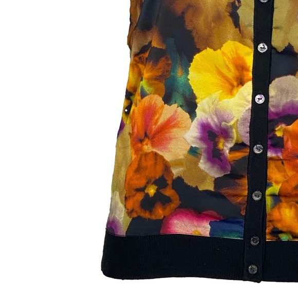 MEXX METROPOLITAN Floral Black Art To Wear Viscose 3/4 Sleeves Cardigan XS EUC - Picture 7 of 16